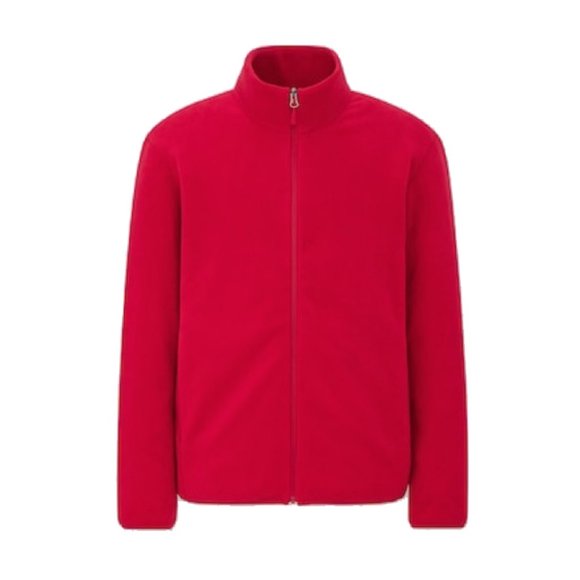 Uniqlo red fleece mock neck zip up sweater jacket - Picture 1 of 9